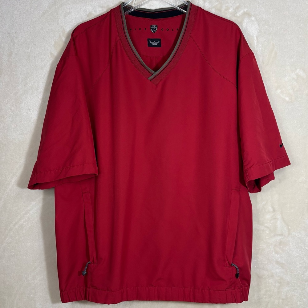 Nike Men’s Red V-Neck Short Sleeve Golf Pullover Size L